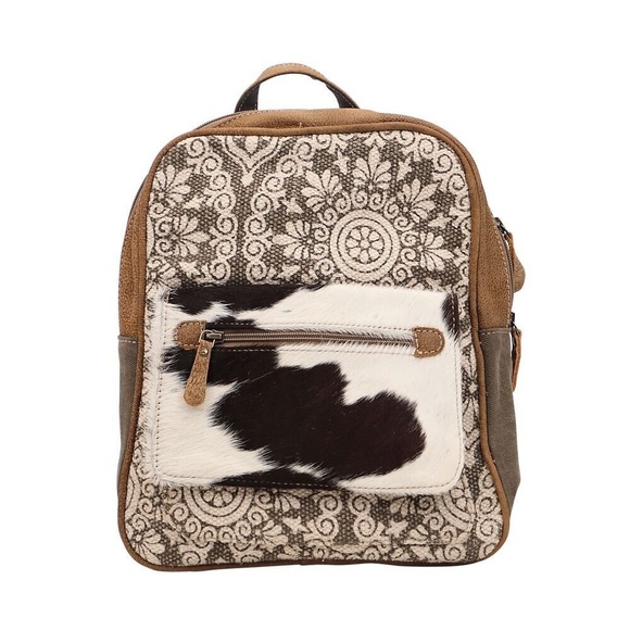 Myra Bag Clique Backpack Women Fur Brown White Black Leather Medium Thin Straps main image 8